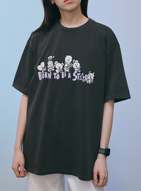 BT21 乐队系列黑色T恤 LINE FRIENDS 连我朋友（不参与满赠）