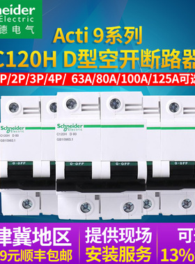施耐德断路器C120H 1P-2P-3P-4P D63-D80-D100-D125 空气开关 (A)
