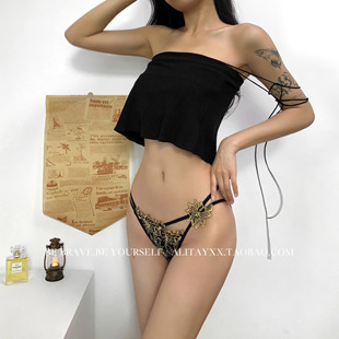 Alitayxx 烛火 刺绣网纱纯欲蕾丝镂空女生透气棉裆性感三角内裤
