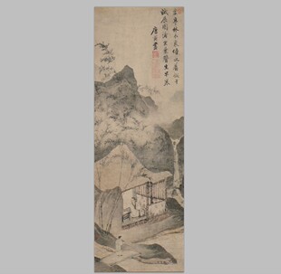 明 唐寅 草屋蒲团纸本国画名家字画心芯装饰高清微喷打印复制