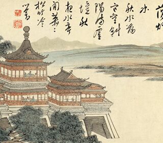 溥儒 山水长卷清代古国画山水画心横幅装饰画芯高清宣纸微喷打印