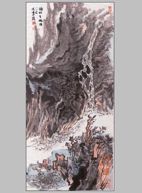 陆俨少独酌天地间国画客厅装饰画