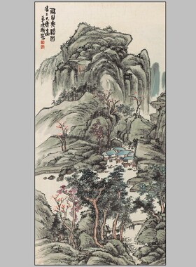 陈师曾秋山图轴纸本办公复制国画