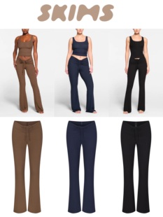 喇叭口长裤 美代Skims RUCHED莫代尔舒适阔腿包臀修身 LOUNGE SOFT