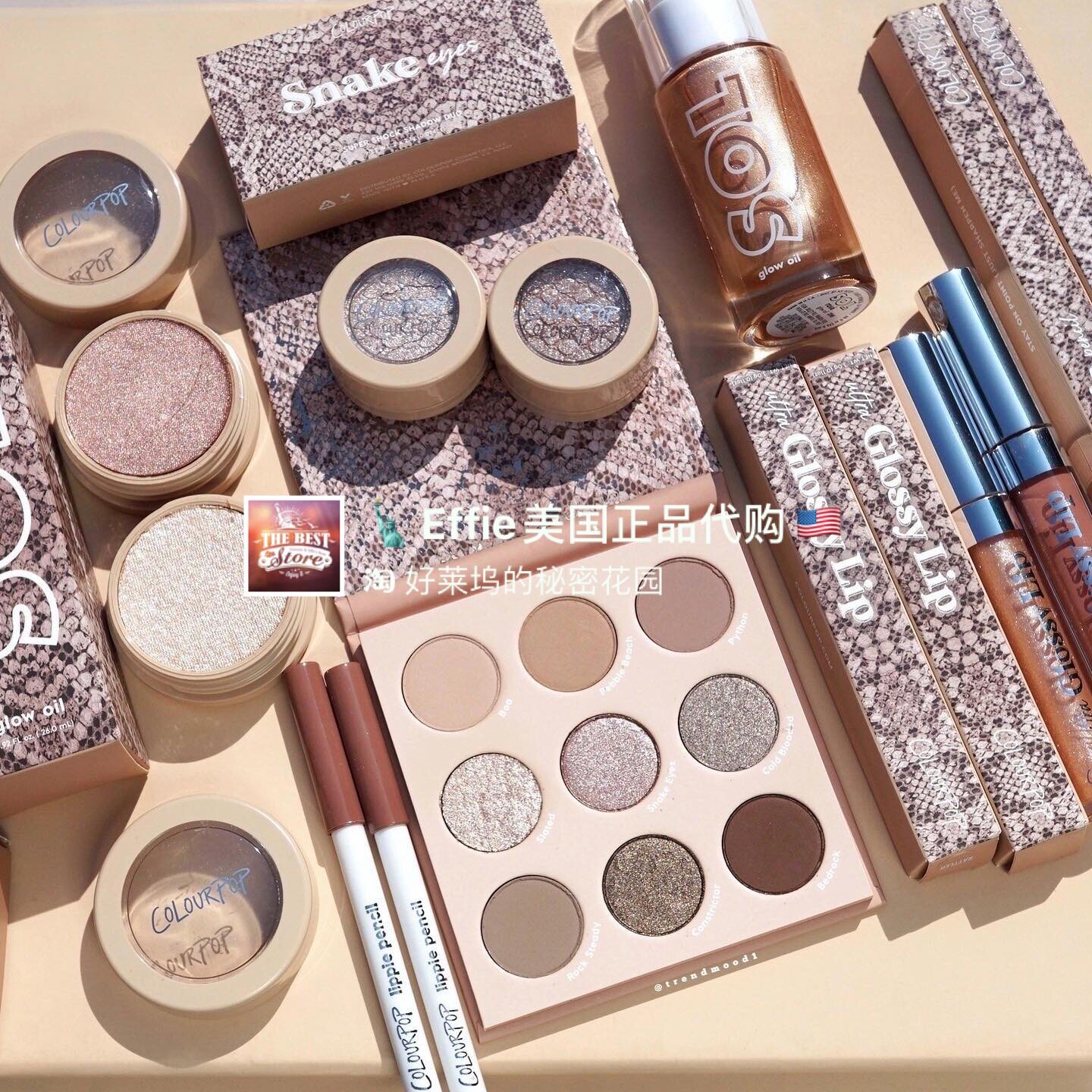 美代正品Colourpop卡泡Taupe水泥盘椰子蛇纹盘奶茶灰棕色系眼影盘图片