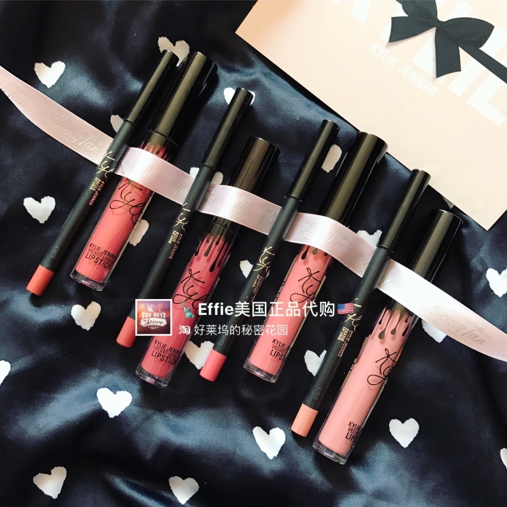 美国正品Kylie新品Velvet丝绒雾面半哑光唇彩+唇线笔套装