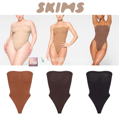 美代SKIMS卡戴珊强压塑形塑身丁字裤无痕连体衣 收腰修身肩带可拆