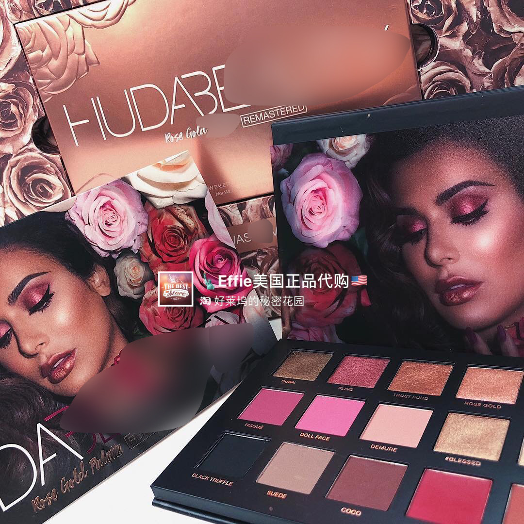 【现货正品】Huda Rose Gold玫瑰金珠光哑光18色防水防晕染眼影盘