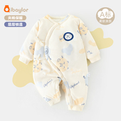 冬季 婴儿连体衣保暖春秋冬装 夹棉新生儿衣服宝宝外出哈衣加厚套装