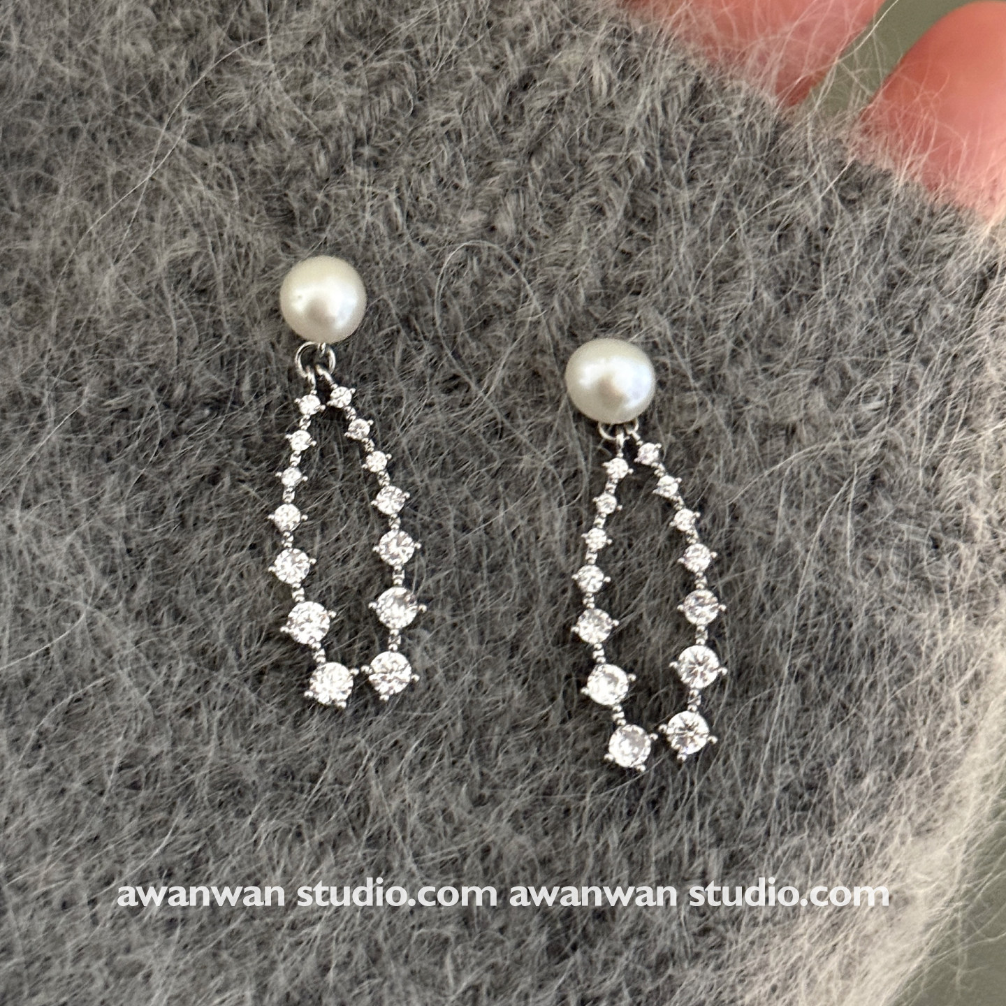 阿婉Wan 不撞款~淡水珍珠精致锆石水钻耳线气质高级感小众耳环,饰品/流行首饰/时尚饰品新,耳钉,淘宝优惠券,粉丝福利购,淘宝优惠卷