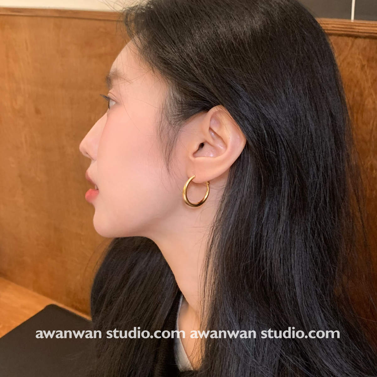 阿婉Wan 有耳夹！百搭素圈耳环磨砂女轻奢耳圈高级设计感耳饰