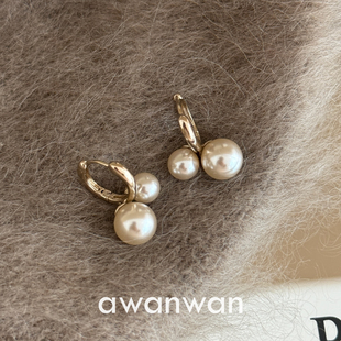 阿婉Wan摩卡小樱桃~复古高级感温柔秋冬新款双珠耳扣气质时髦耳环