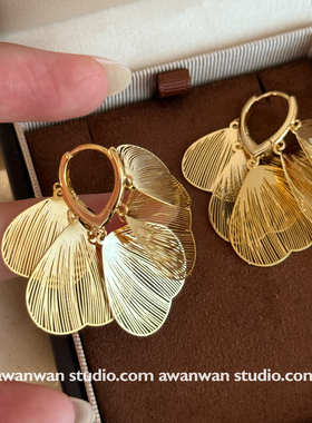 阿婉Wan蝶翼~复古浪漫叶片镂空流苏耳环高级感小众耳扣气质耳饰