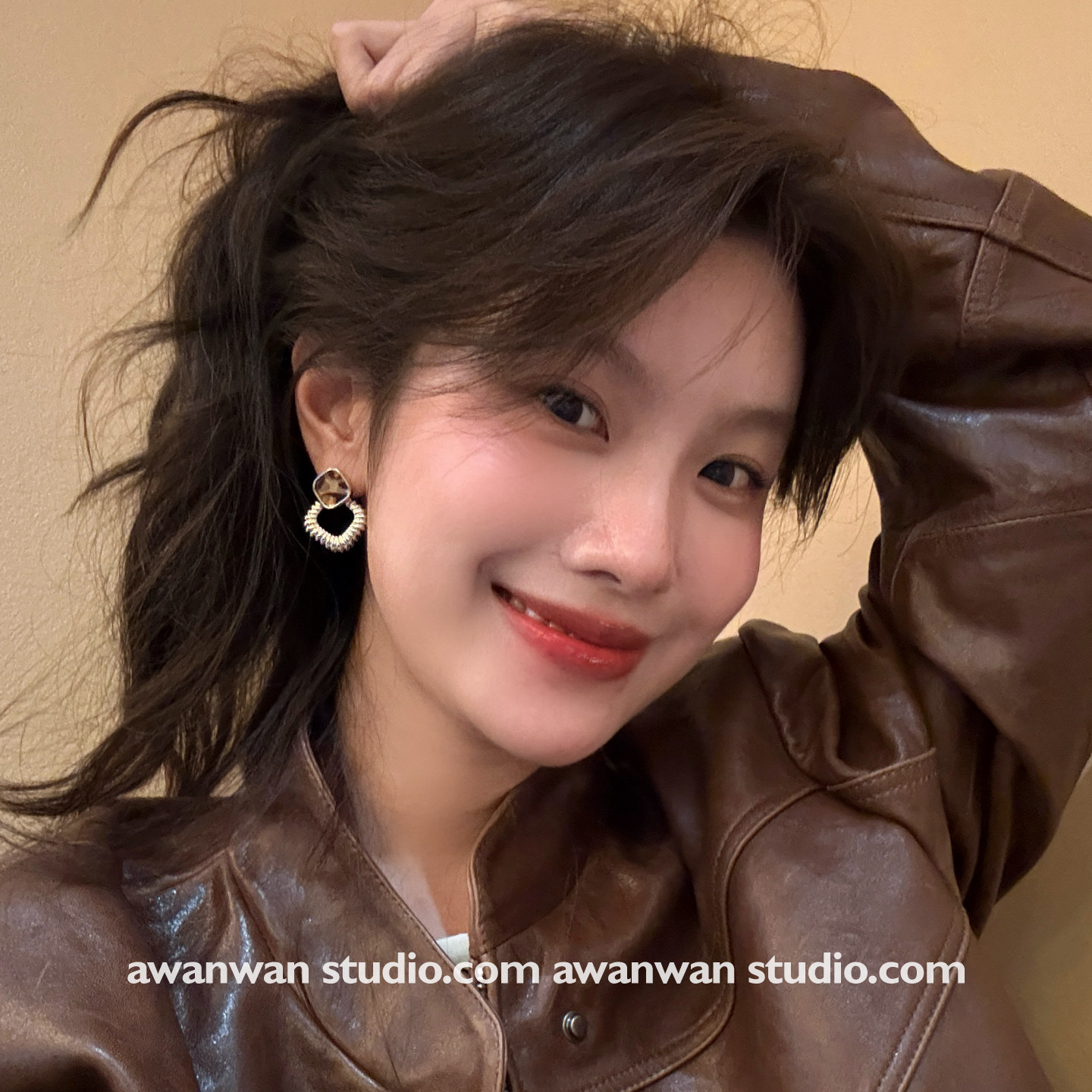 阿婉Wan摩登女孩~复古秋冬定制咖色金属豹纹耳饰高级感小众耳钉,饰品/流行首饰/时尚饰品新,耳钉,淘宝优惠券,粉丝福利购,淘宝优惠卷