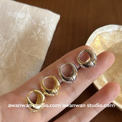 阿婉Wan 复古简约百搭精致小众金色芒星点钻水滴型耳钉环坠饰品