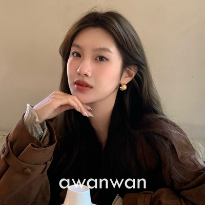 阿婉Wan 巴黎旧梦~编织纹理感重工设计耳钉显脸瘦气质耳环耳饰