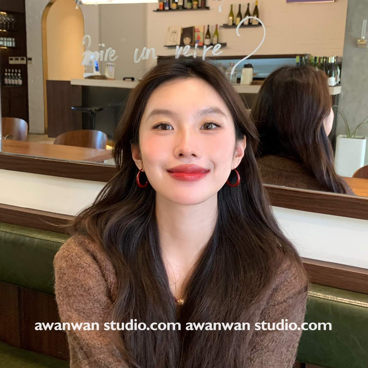 阿婉Wan  安哥拉红素圈秋冬新款百搭方圆脸耳饰夸张耳圈