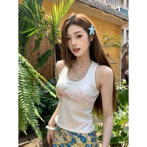 铅笔莓莓蕾丝边V领吊带背心女