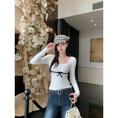 铅笔莓莓 【03.21/20:00新品】限时3天到手6折！蕾丝花边方领T恤