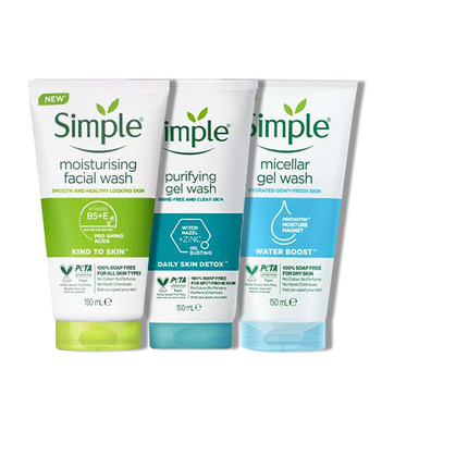 英国Simple洗面奶清妍深层清洁温和保湿改善肤色不紧绷洁面乳