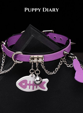 紫色兔头牌朋克choker项圈情侣