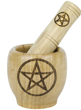 植物草药捣药器研磨罐五芒星