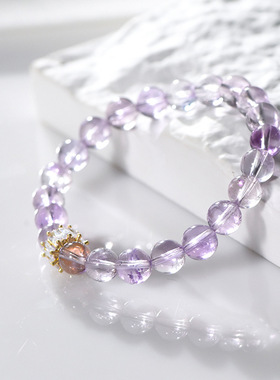 天然玻利维亚紫水晶8mm圆珠圈手链ins设计手工制作手串饰品