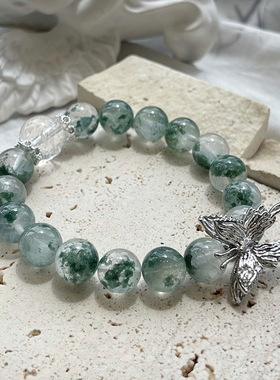 天然水晶绿色水晶招财蝴蝶手链