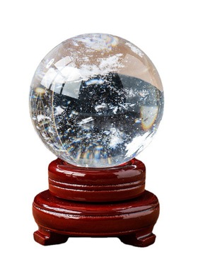 天然白熔炼水晶球摆件