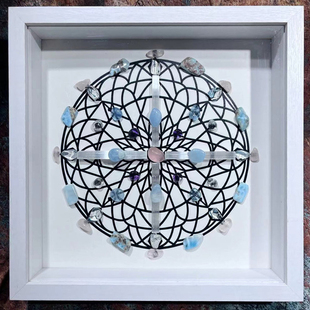 天然水晶阵列原石手作治愈艺术相框和谐与平静冥想瑜伽家居摆件