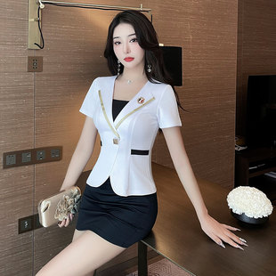 酒店前台KTV休闲会所工作服女足浴SPA桑拿按摩技师服职业套装显瘦