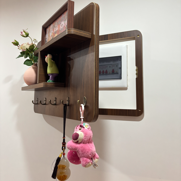 新款高级感多功能打孔配电箱电表遮挡装饰画置物架铝合金遮挡收纳