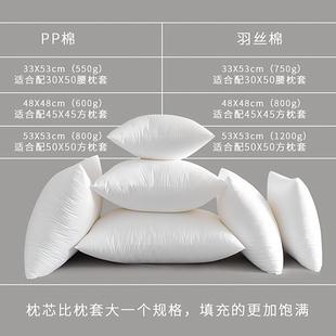 沙发靠垫羽丝棉芯棉质面料抱枕芯靠垫芯方垫芯方枕60长方形455055