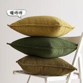 灯芯绒沙发抱枕纯色条纹大靠枕套客厅简约轻奢感床头靠背垫可拆洗