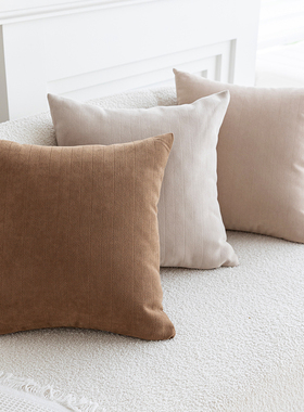 奶油风雪尼尔抱枕套轻奢加厚超柔客厅沙发靠枕正方形大靠垫可拆洗