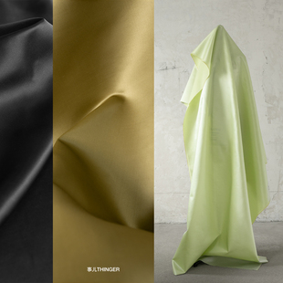 事儿THINGER 纸感桑蚕丝毛缎·重磅真丝羊毛混纺素绉缎设计师面料