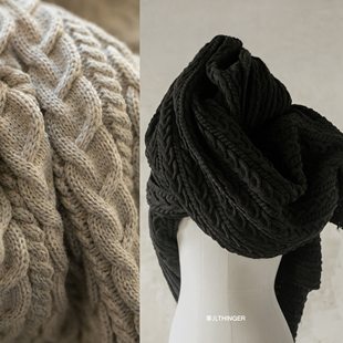 事儿THINGER 经典棒针复刻·麻花-厚绞花针织粗毛线衣设计师面料