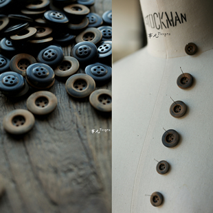 烧面四孔纽辅料／1枚价 天然牛角纽扣 德国UNION KNOPF—复古做旧