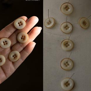 事儿 KNOPF—象牙果烧边四孔钮果实扣20mm外衣四眼钮扣 德国UNION