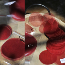 正圆形真丝绡片－100%桑蚕丝图形肌理素材 多规格 正红色／1包价