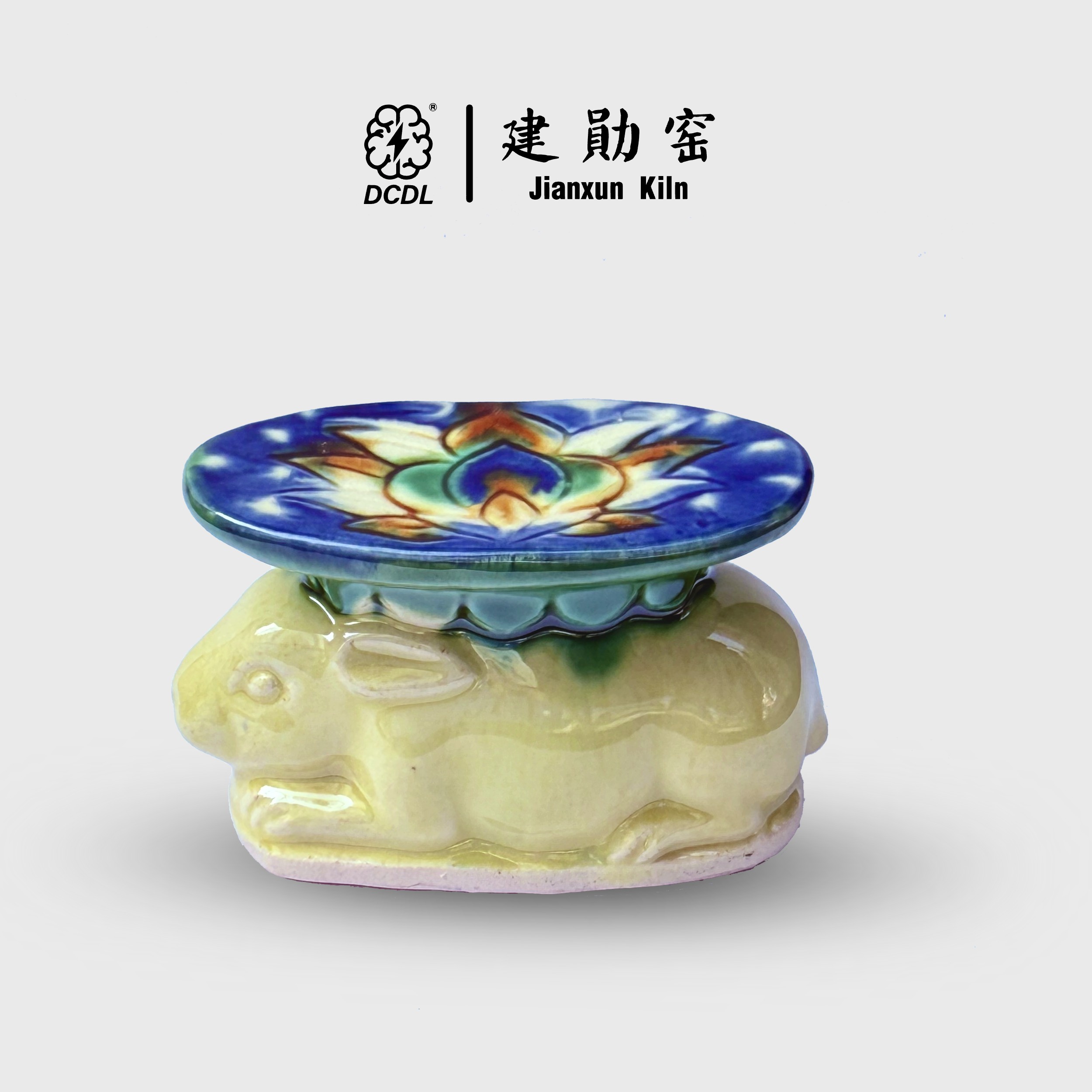 三彩卧兔形枕陶瓷旅游纪念冰箱贴