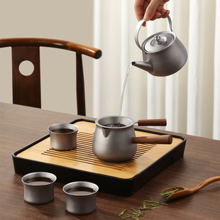唐风纯钛泡茶煮茶专用茶壶家用办公室水壶高档轻量便携茶具套装