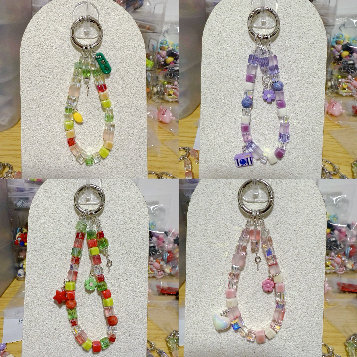 陶瓷方晶手机链diy带羊角钉萌粒手机链配件带小合金红绿粉紫,节庆用品/礼品,手机链,淘宝优惠券,粉丝福利购,淘宝优惠卷