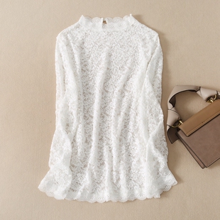 清仓配风衣蕾丝网纱内搭打底包臀女士春秋立领中长款气质上衣黑白