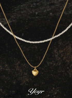 YOYR雾面爱心叠戴项链
