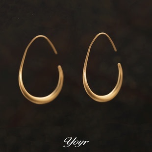 YOYR黄铜耳饰 独特七夕耳环 水滴素圈大耳环金属风高级感轻奢时尚