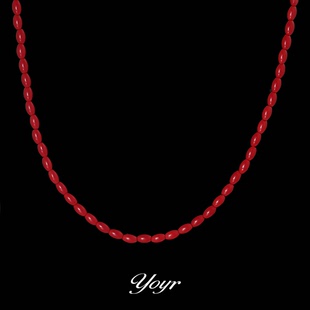 yoyr项链 红色米珠项链精致简约日常颈链新年百搭轻奢项链