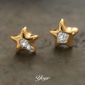 YOYR黄铜耳饰 撞色熔岩五角星耳钉2025新款 高级感轻奢锆钻耳环