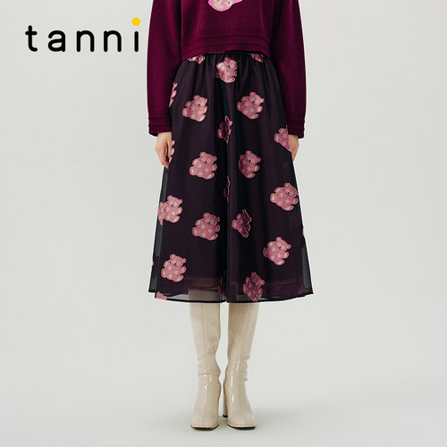 tanni优雅复古贵气花苞半身裙