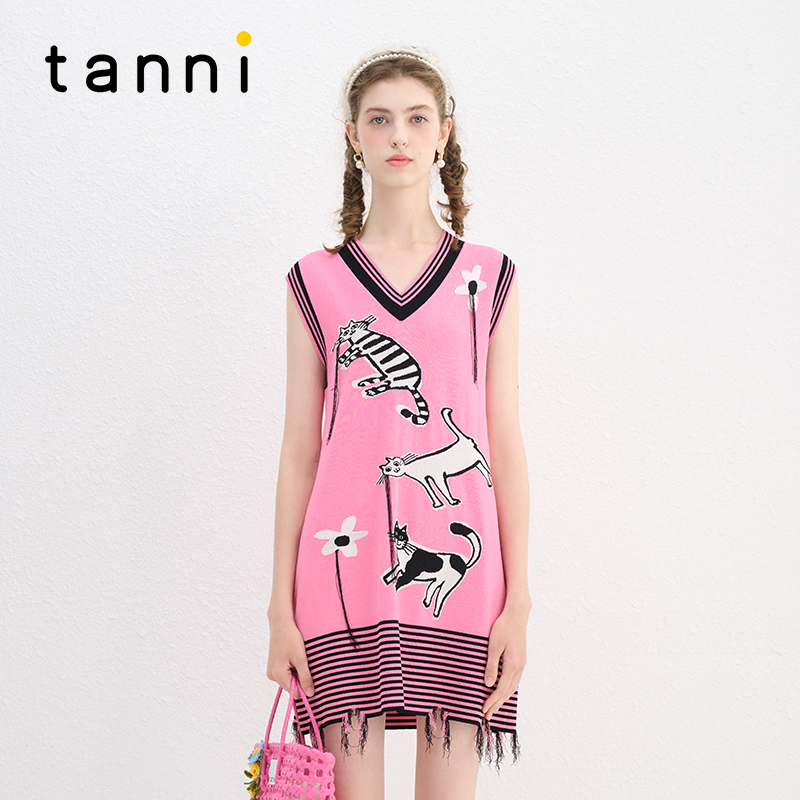 tanni甜美俏皮无袖针织连衣裙